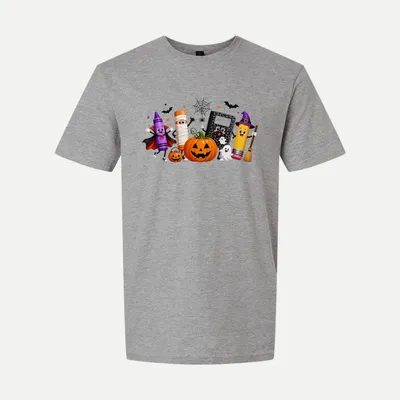 Halloween Teacher Pumpkin Ghost Pencil 1 shirt in Sport Grey