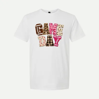 Embroidered Game Day Football Leopard 5 shirt in White