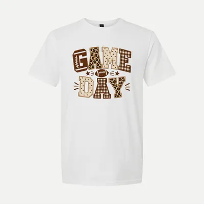 Embroidered Game Day Football Leopard 4 shirt in White