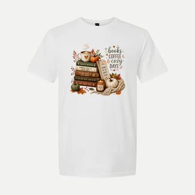 Cozy Fall Books Coffee shirt in White