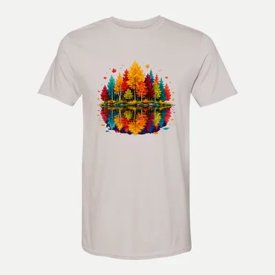 Colorful Autumn Forest Leaves shirt in Ice Grey