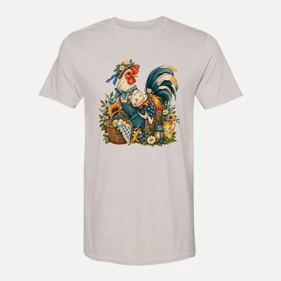 Whimsical Farm Rooster Clipart Rustic 2 shirt in Ice Grey