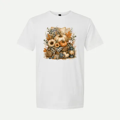 Rustic Fall Pumpkin Floral Clipart shirt in White