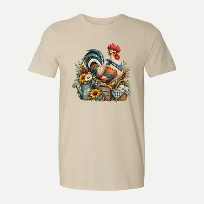 Whimsical Farm Rooster Clipart Rustic 11 shirt in Natural