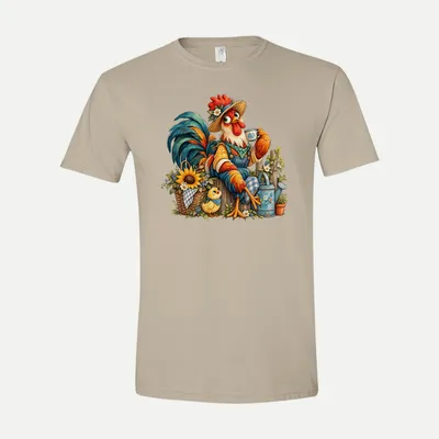 Whimsical Farm Rooster Clipart Rustic 8 shirt in Sand