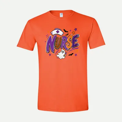 Spooky Halloween Nurse Syringe shirt in Orange