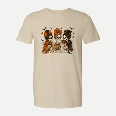 Halloween Fall Cozy Skeleton Coffee shirt in Natural