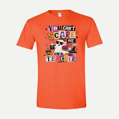 Funny Halloween Teacher TShirt shirt in Orange