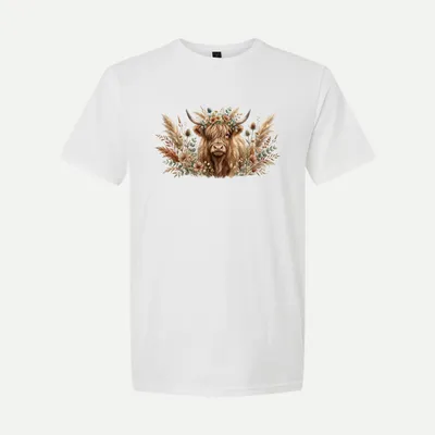 Beautiful Boho Highland Cow Farm shirt in White