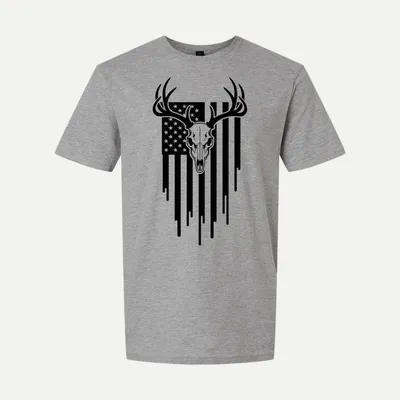 American Flag Deer Deer 2 shirt in Sport Grey