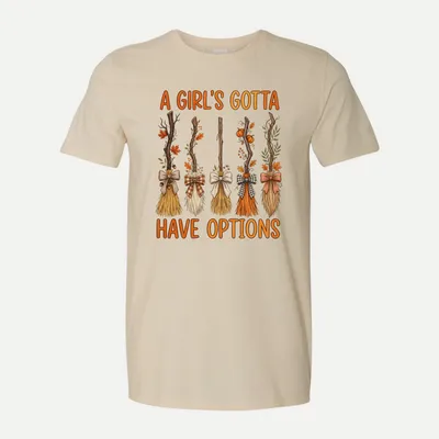Autumn Halloween Witch Broom shirt in Natural