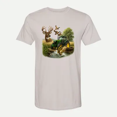 Hunting Fishing Farming Sublimation shirt in Ice Grey