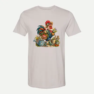 Whimsical Farm Rooster Clipart Rustic 4 shirt in Ice Grey