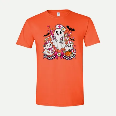 Halloween Nurse Ghost Shirt in Orange