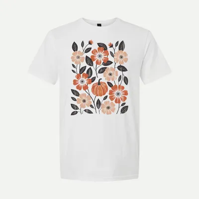 Grunge boho floral Fall shirt in White