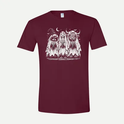 Halloween Raccoon Goose Highland Cow shirt in Maroon