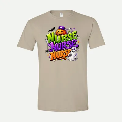 Cute Halloween Nurse Ghost shirt in Sand