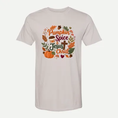 Pumpkin Spice Jesus Christian shirt in Ice Grey