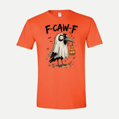 FCAWF Crow Raven Funny Halloween shirt in Orange