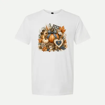 Rustic Fall Pumpkin Harvest Clipart shirt in White