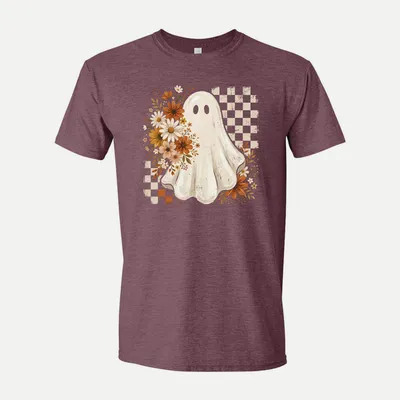 Preppy Floral Ghost Fall Ghost shirt in Heather Maroon