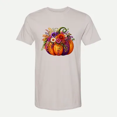 Autumn Floral Pumpkin shirt in Ice Grey