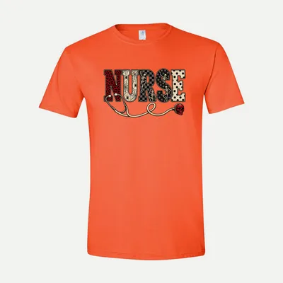 Halloween Nurse Skeleton Shirt in Orange