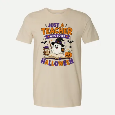 Teacher Who Loves Halloween School shirt in Natural