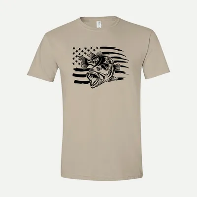 Bass Fishing American Camo USA shirt in Sand