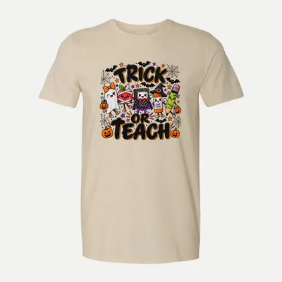 Trick or Teach Halloween Teacher shirt in Natural