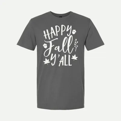 Happy-fall-y'all white shirt in Charcoal
