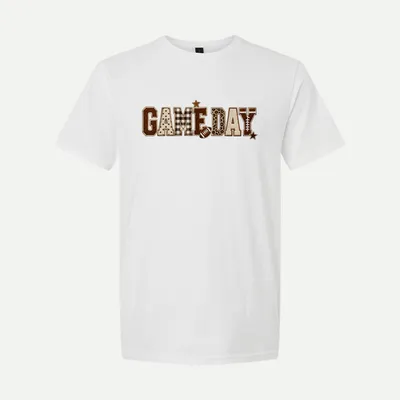 Embroidered Game Day Football Leopard 3 shirt in White