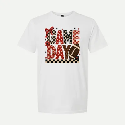 Faux Embroidery Football Game Day shirt in White
