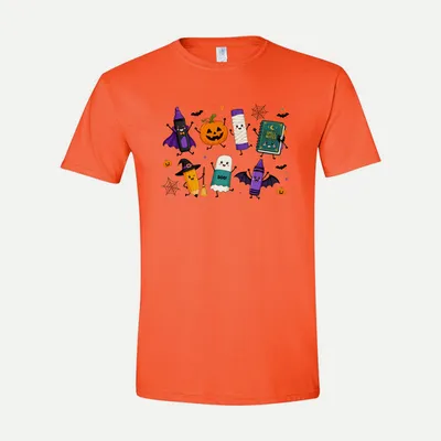 Halloween Teacher Pumpkin Ghost Pencil 2 shirt in Orange
