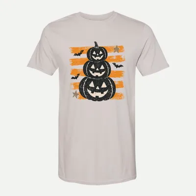 Retro Vintage Halloween Pumpkin shirt in Ice Grey
