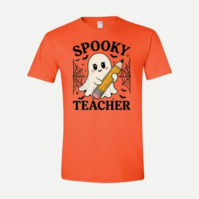 Spooky Teacher Halloween Teacher shirt in Orange