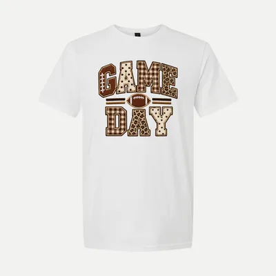 Embroidered Game Day Football Leopard 2 shirt in White