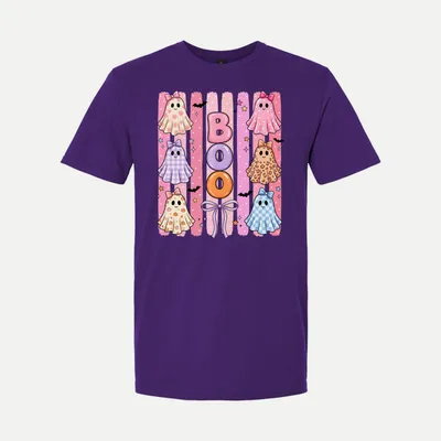 Preppy Halloween Boo Coquette Front 1 shirt in Purple
