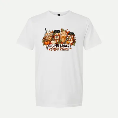 Autumn Leaves and Coffee Please shirt in White