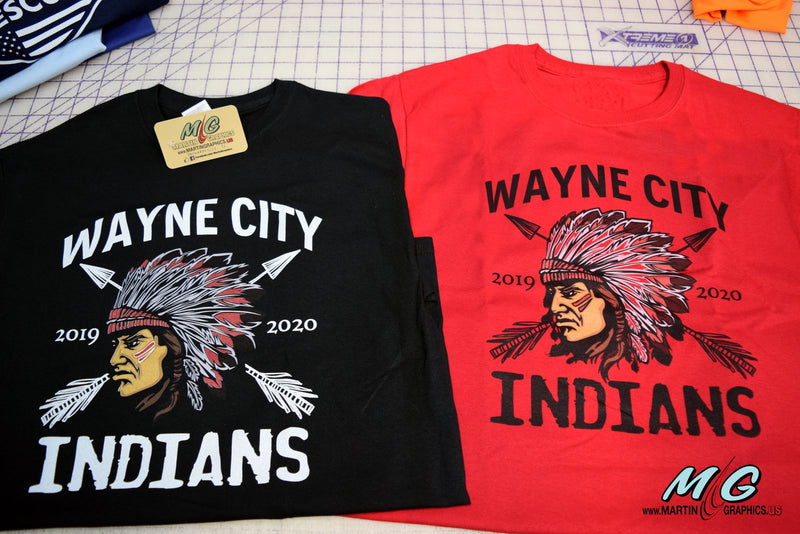 School spirit shirts with full color mascot print