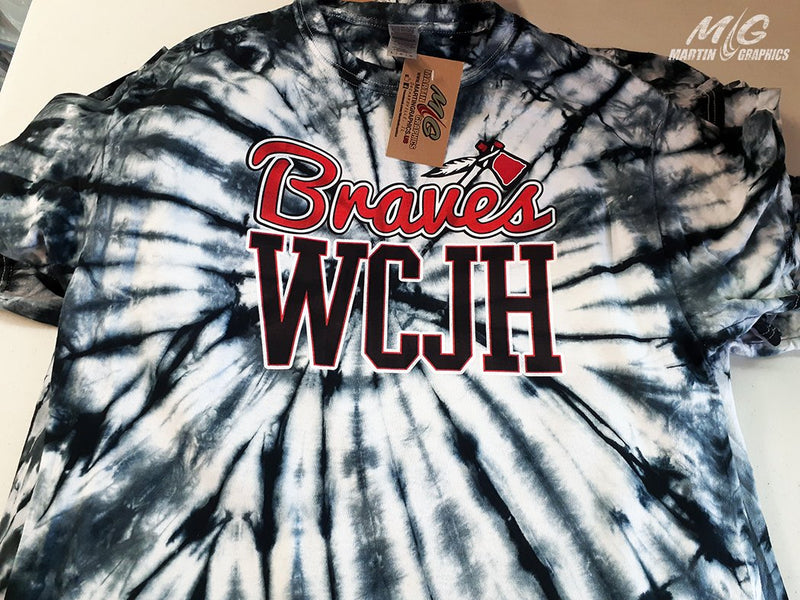 Tie dye school team shirt