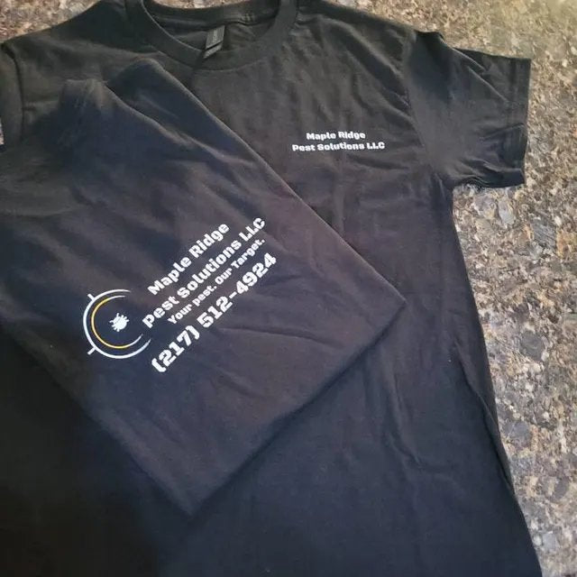 Company logo shirts printed with DTF transfers — customer supplied