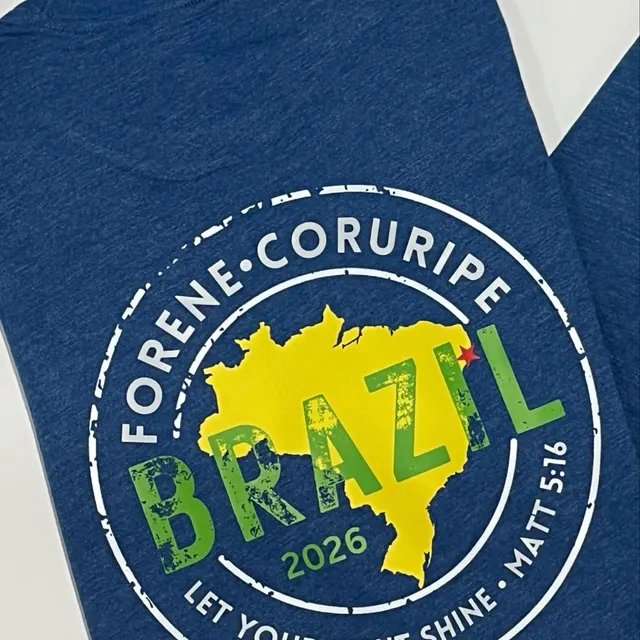 Brazil mission trip shirts — full color DTF print, customer supplied