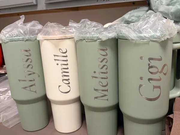 Name-engraved tumblers by Martin Graphics