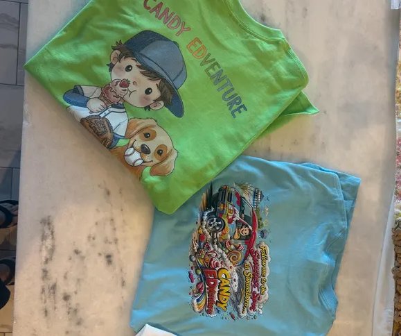 Candy Edventure kids shirts — full color DTF prints, customer supplied