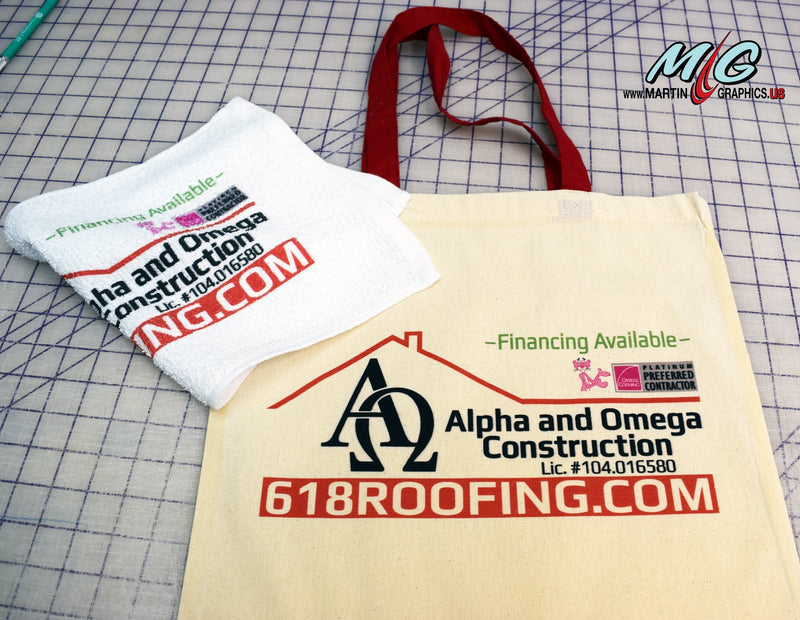 Custom printed tote bag and rally towel