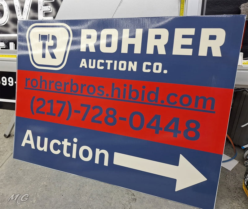 Rohrer Auction Co directional sign
