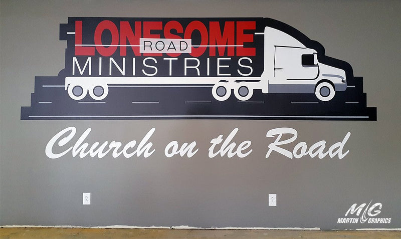 Lonesome road wall vinyl — custom signage
