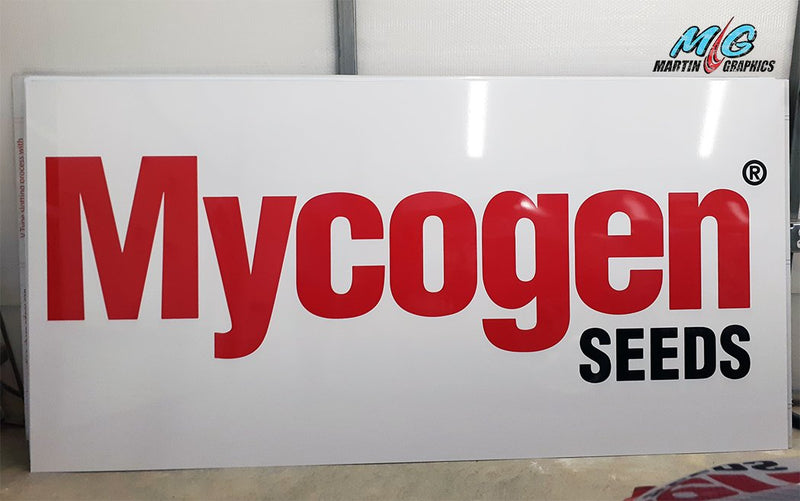 Mycogen seeds — custom signage