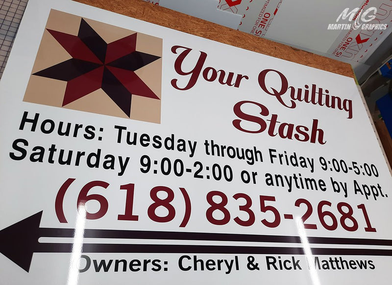 Quilting stash — custom signage